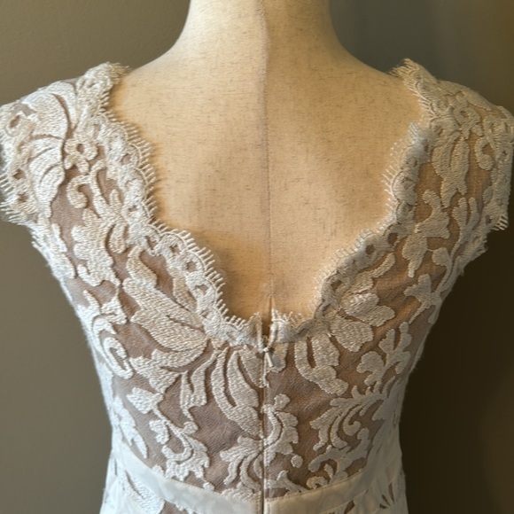 Tadashi Shoji Ivory and Nude Lace Cocktail Dress Women's Size 4 - Picture 8 of 16